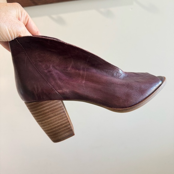 Lucky Brand Shoes - Lucky Brand Joal Burgundy Leather Peep Toe Booties Size 8